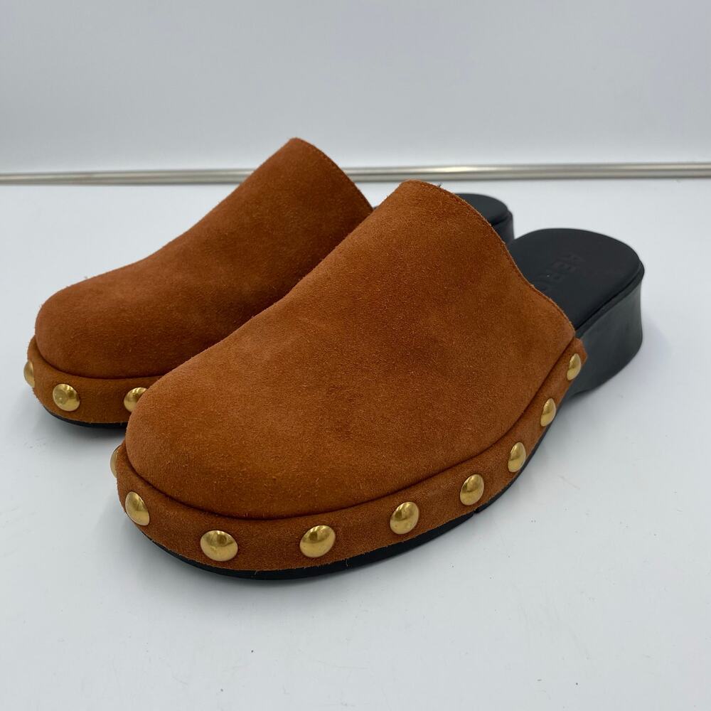 Aerosoles Women's Gingerbread Suede Leather Grommet Faye Slip On Clogs Size 10